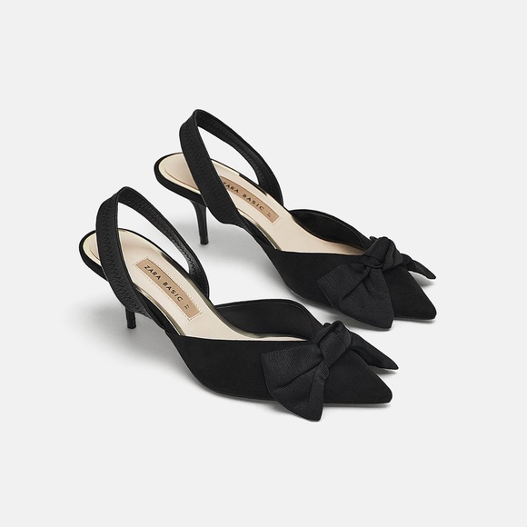 Zara Shoes - Zara Pointy Toe Bow Kitten Heels Size 39
